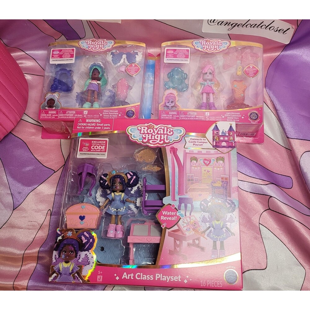 Royale High Doll Lot Mermaid Skirt Art Class Roblox Game Code Gift Toy Dolls Set